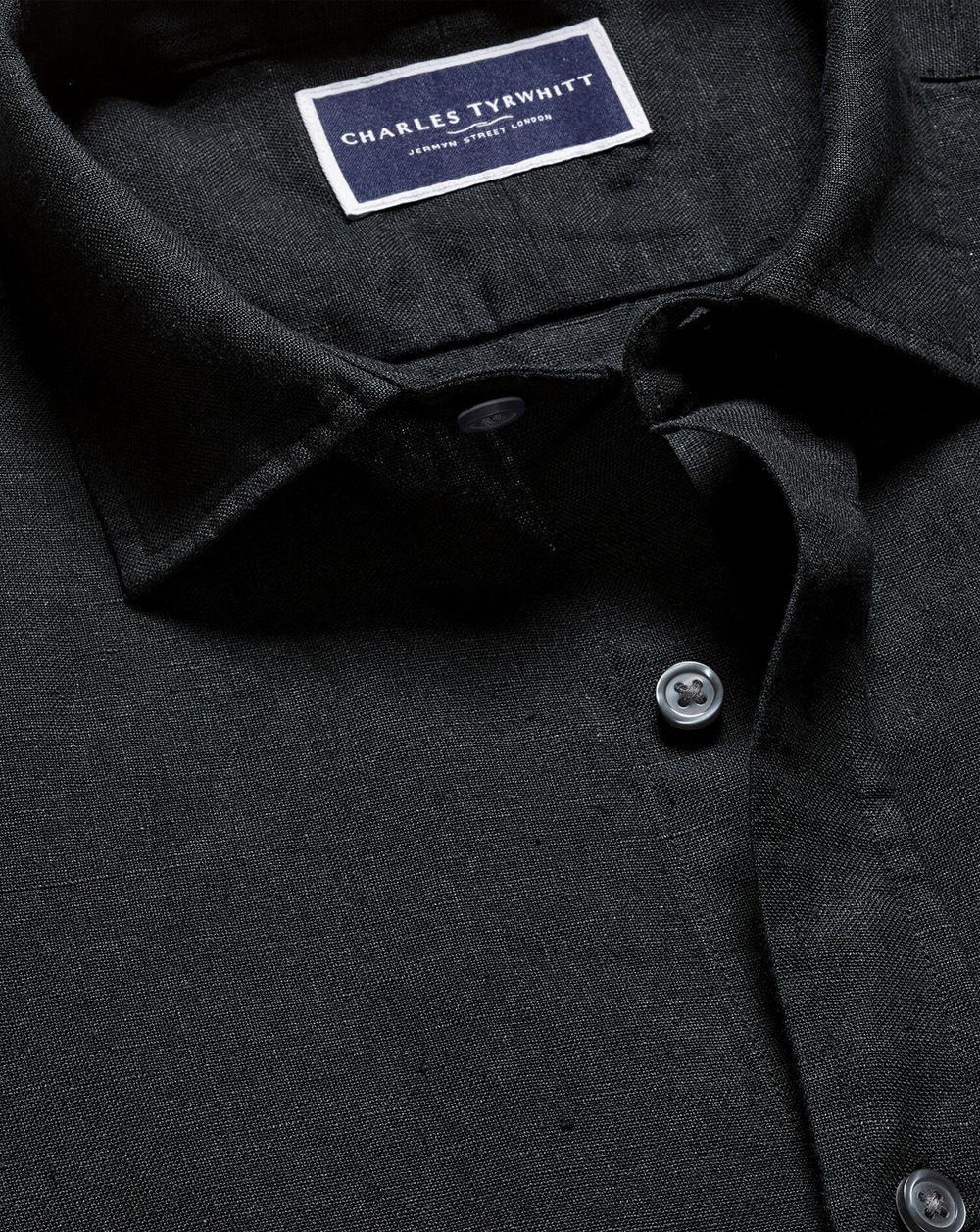 Black Charles Tyrwhitt Pure Linen Shirt | SNLCDV-632