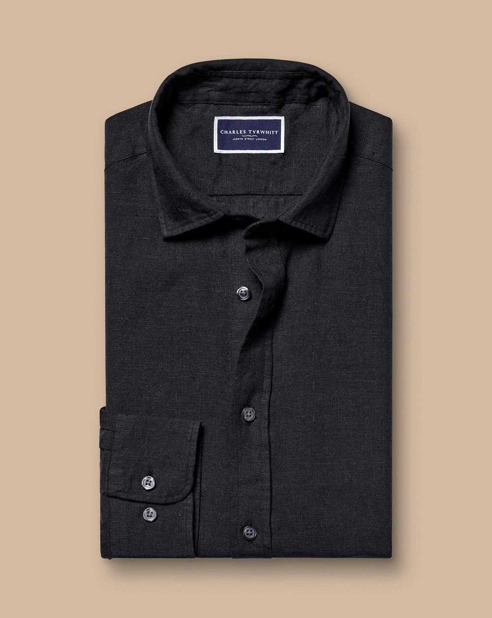 Black Charles Tyrwhitt Pure Linen Shirt | SNLCDV-632