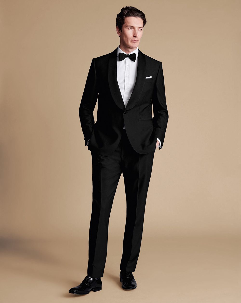 Black Charles Tyrwhitt Shawl Lapel Tuxedo Jacket | ZAXLPO-740