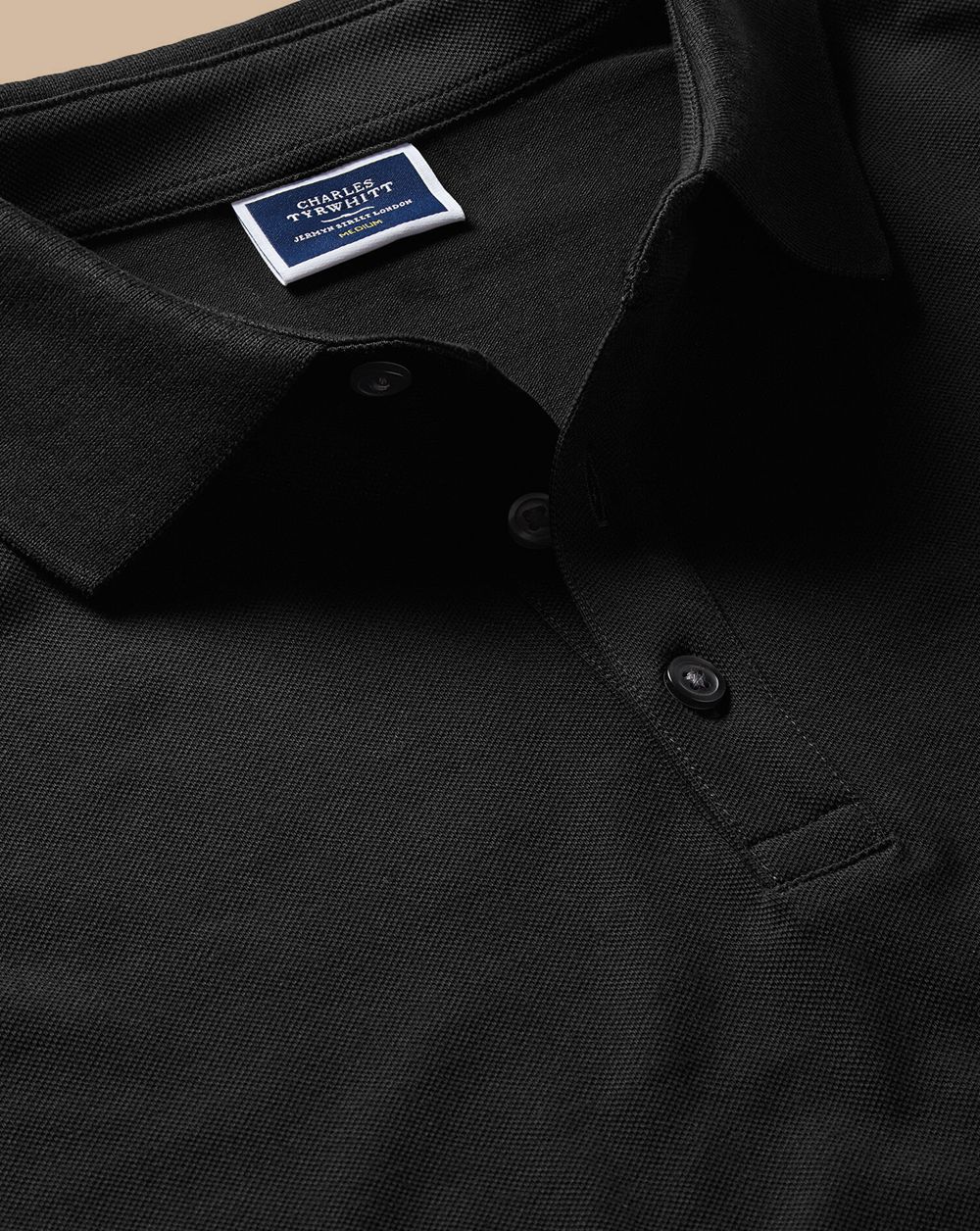 Black Charles Tyrwhitt Tyrwhitt Long Sleeve Pique Polo | MIDGSU-346