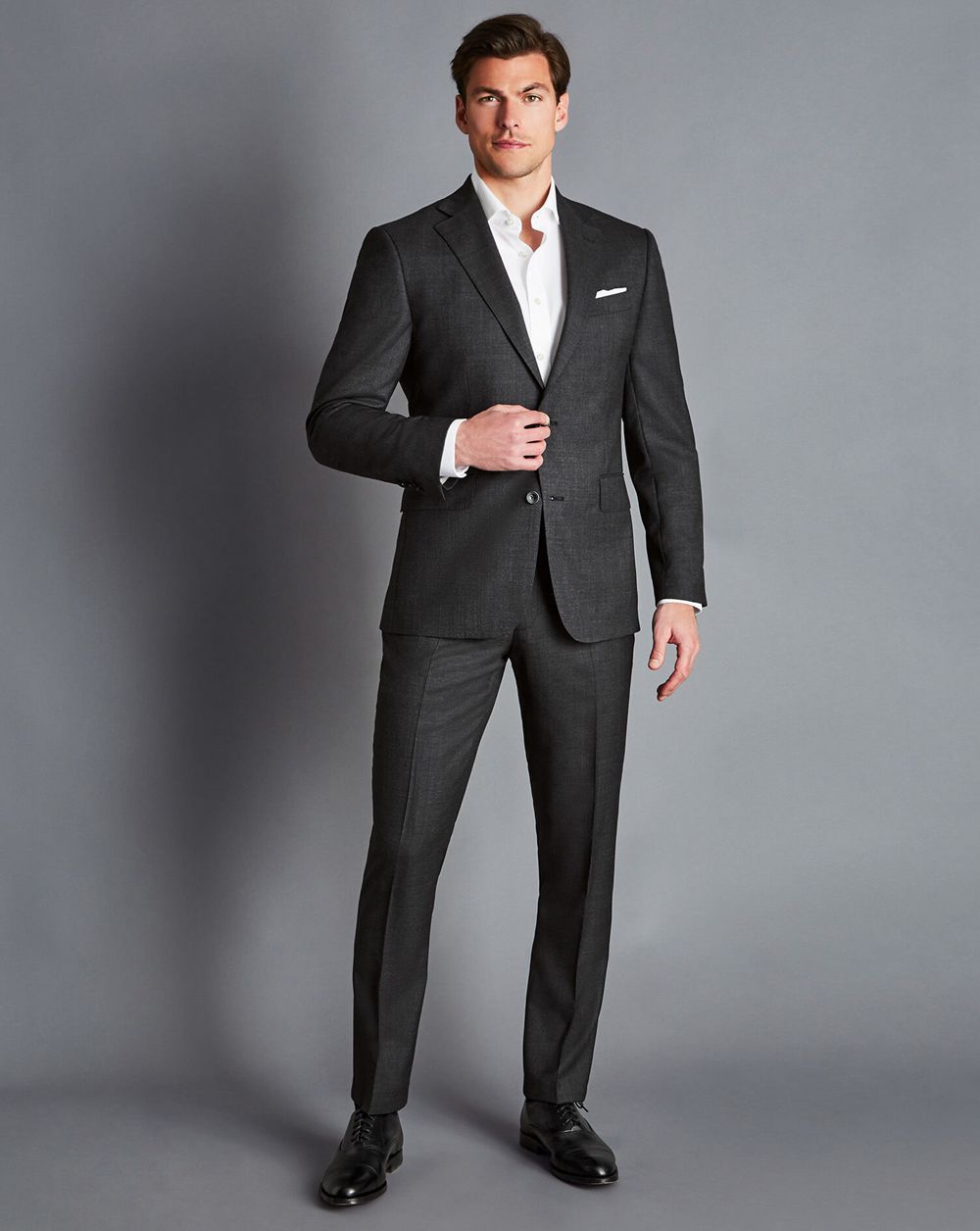 Charcoal Gray Charles Tyrwhitt End-On-End Ultimate Performance Suit Jacket | JBVANW-693