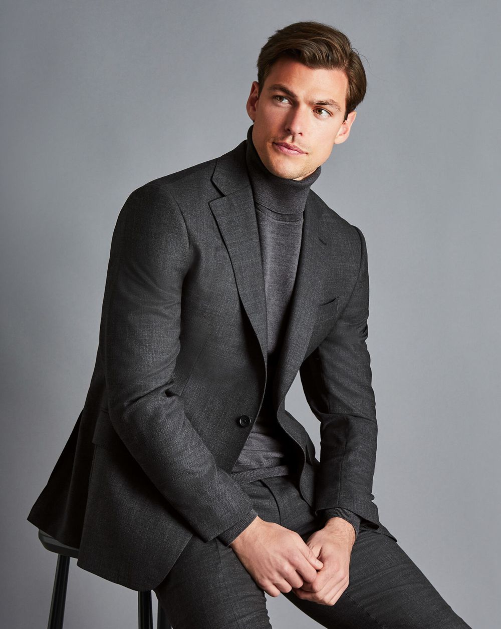 Charcoal Gray Charles Tyrwhitt End-On-End Ultimate Performance Suit Jacket | JBVANW-693