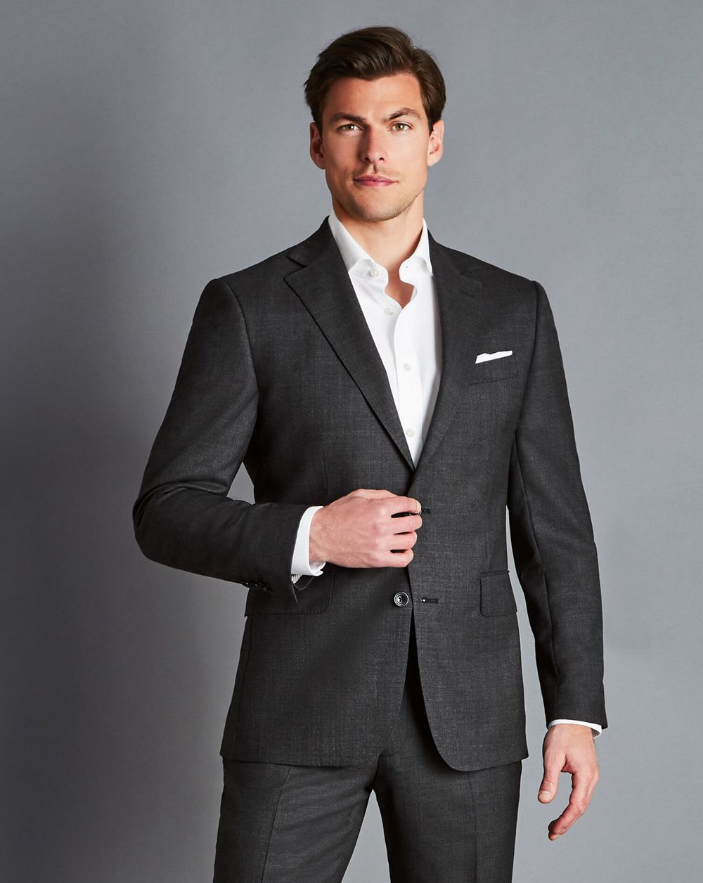 Charcoal Gray Charles Tyrwhitt End-On-End Ultimate Performance Suit Jacket | JBVANW-693