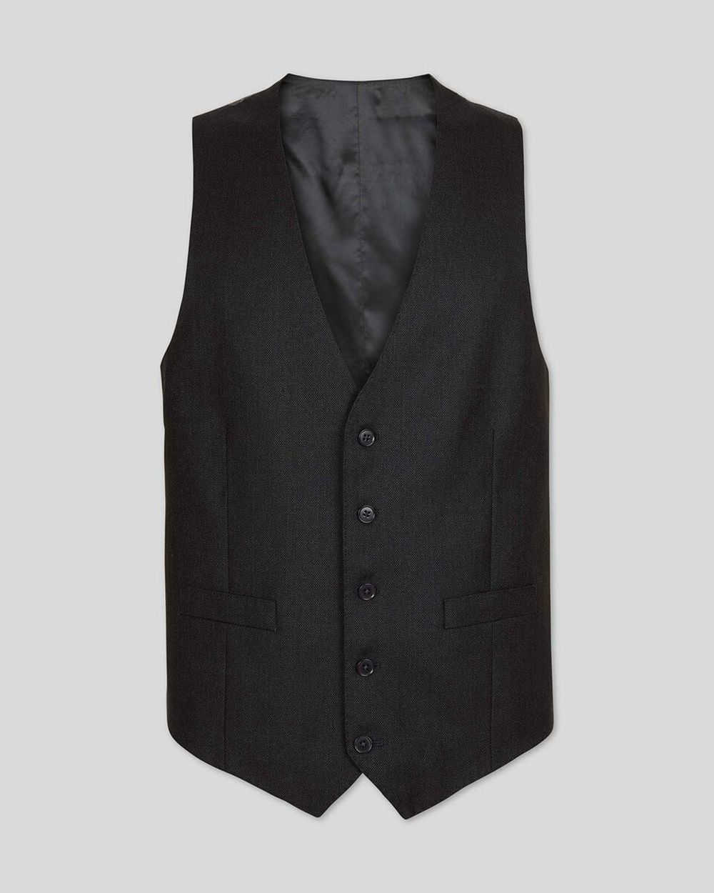 Charcoal Grey Charles Tyrwhitt Birdseye Travel Suit Vest | SPGHMI-379