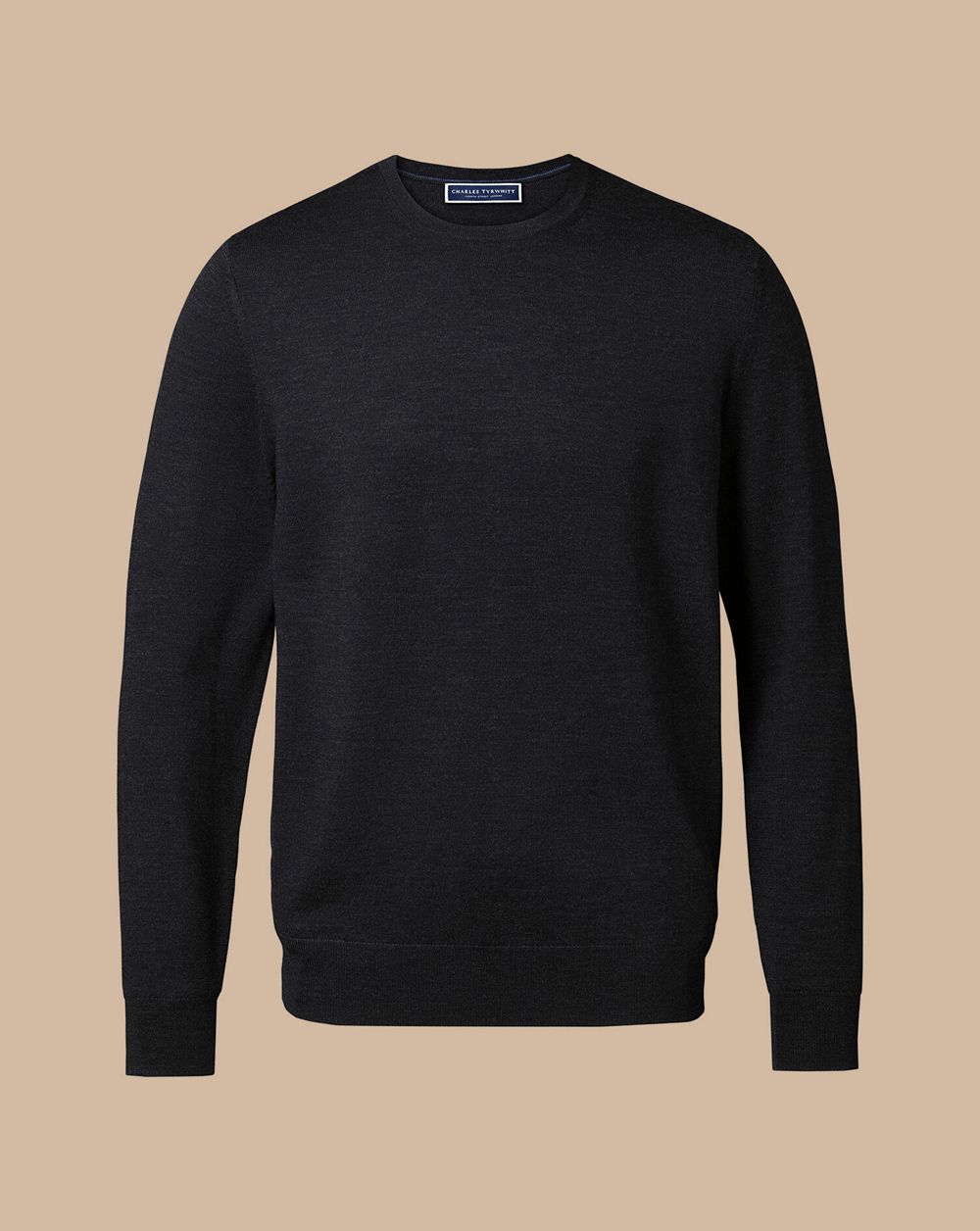 Charcoal Grey Charles Tyrwhitt Merino Crew Neck Sweater | VXMBWL-804