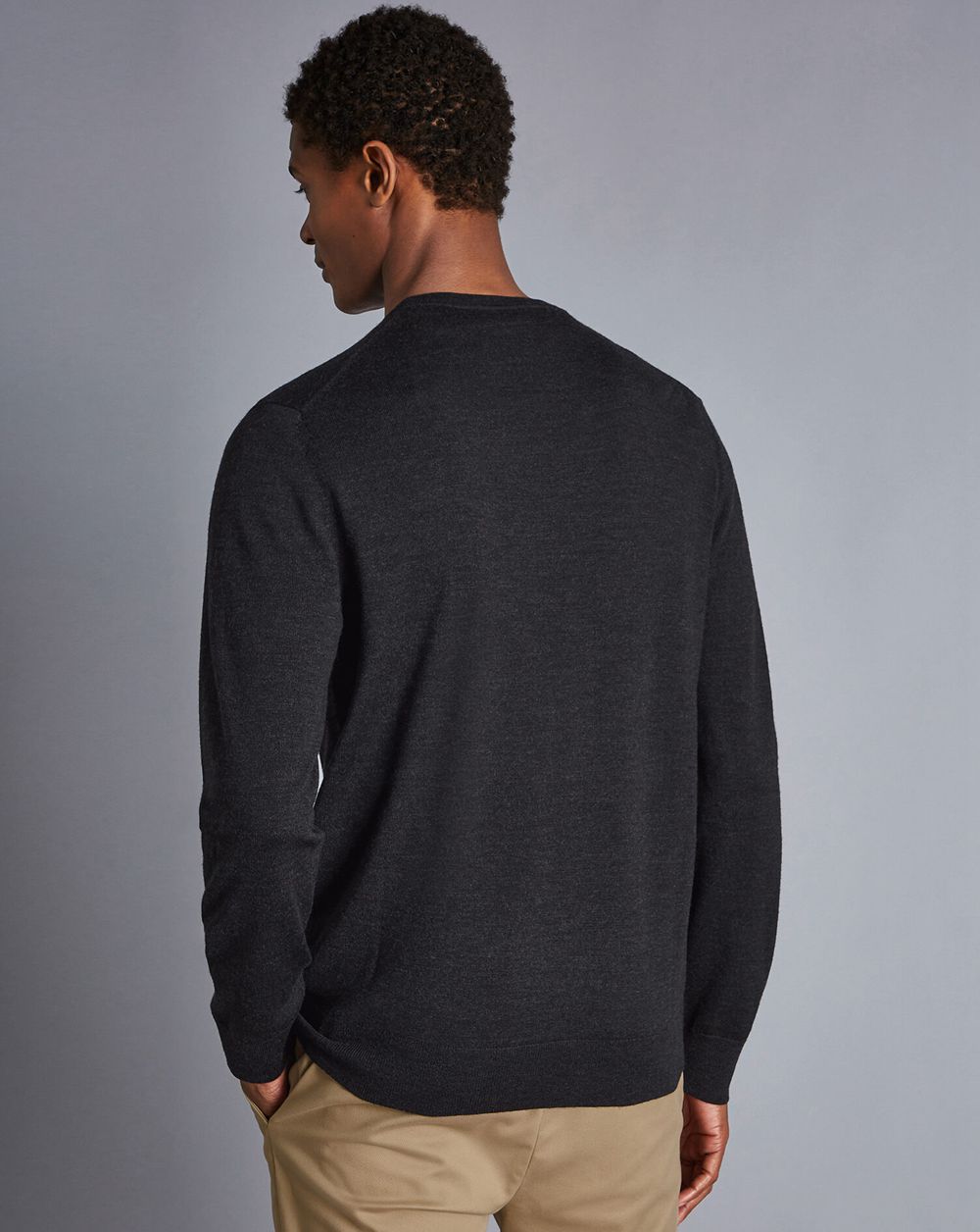 Charcoal Grey Charles Tyrwhitt Merino Crew Neck Sweater | VXMBWL-804