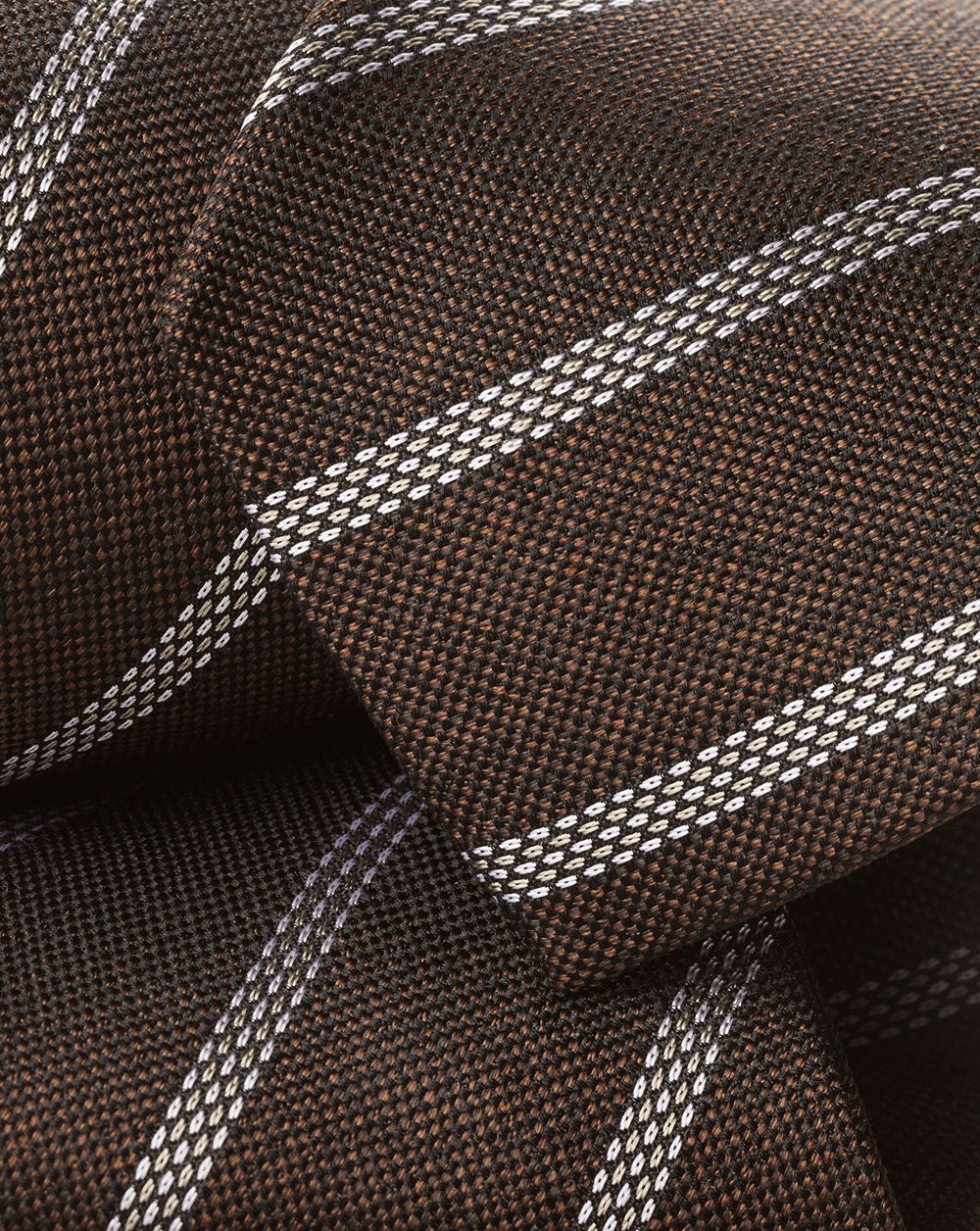 Chocolate Brown/Silver Charles Tyrwhitt Stripe Silk Tie | QJAXYF-620