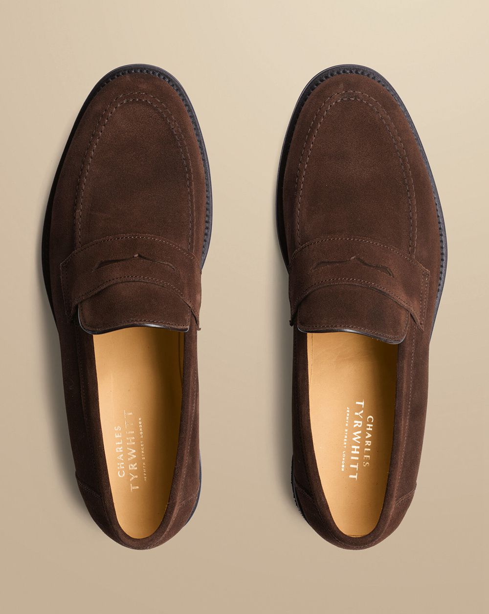 Chocolate Brown Charles Tyrwhitt Suede Saddle Loafer | SQYIFR-529