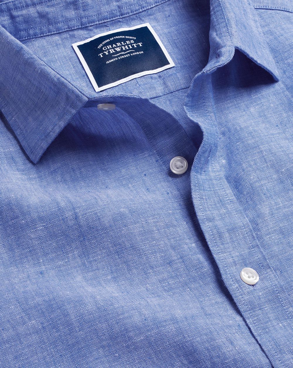 Cobalt Blue Charles Tyrwhitt Pure Linen Shirt | IJPHKV-159