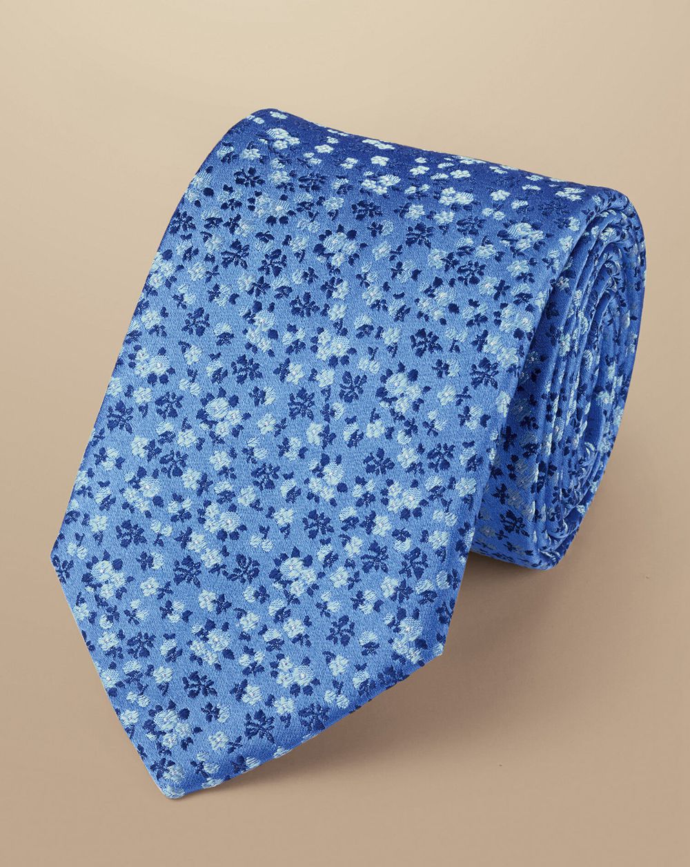 Cornflower Blue Charles Tyrwhitt Floral Tie | VOQNRF-502