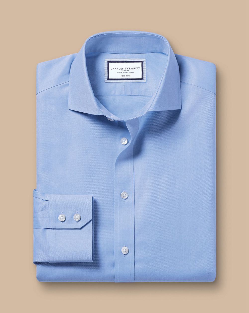 Cornflower Blue Charles Tyrwhitt Spread Collar Non-Iron Twill Shirt | MEIPGR-308