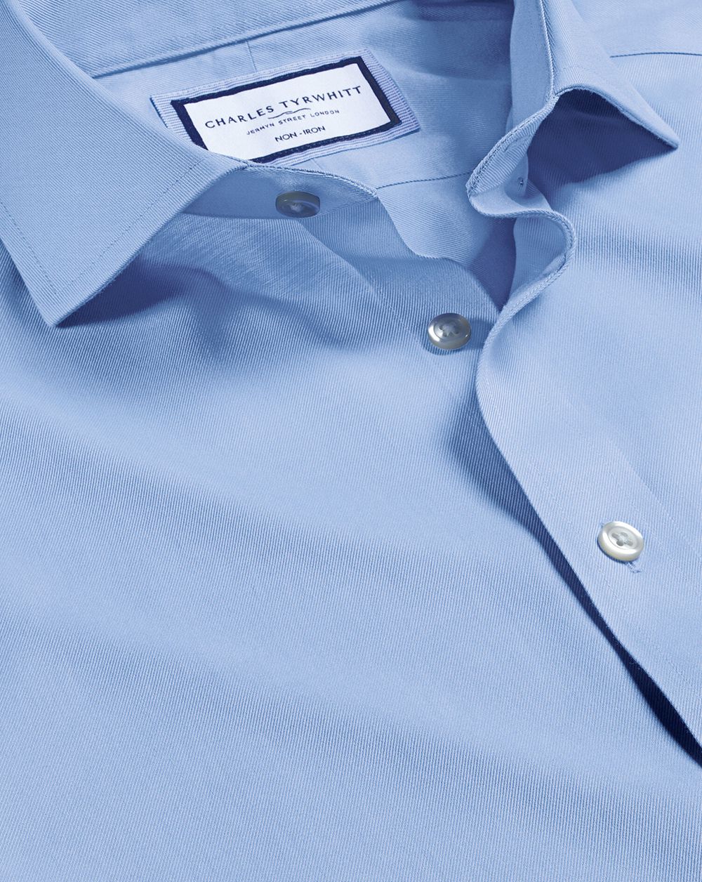 Cornflower Blue Charles Tyrwhitt Spread Collar Non-Iron Twill Shirt | MEIPGR-308