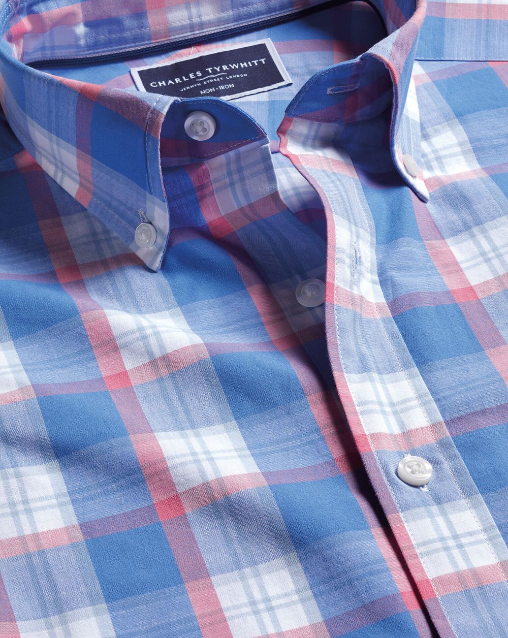 Cornflower Charles Tyrwhitt Non-Iron Stretch Poplin Short Sleeve Shirt | BWHVRI-603