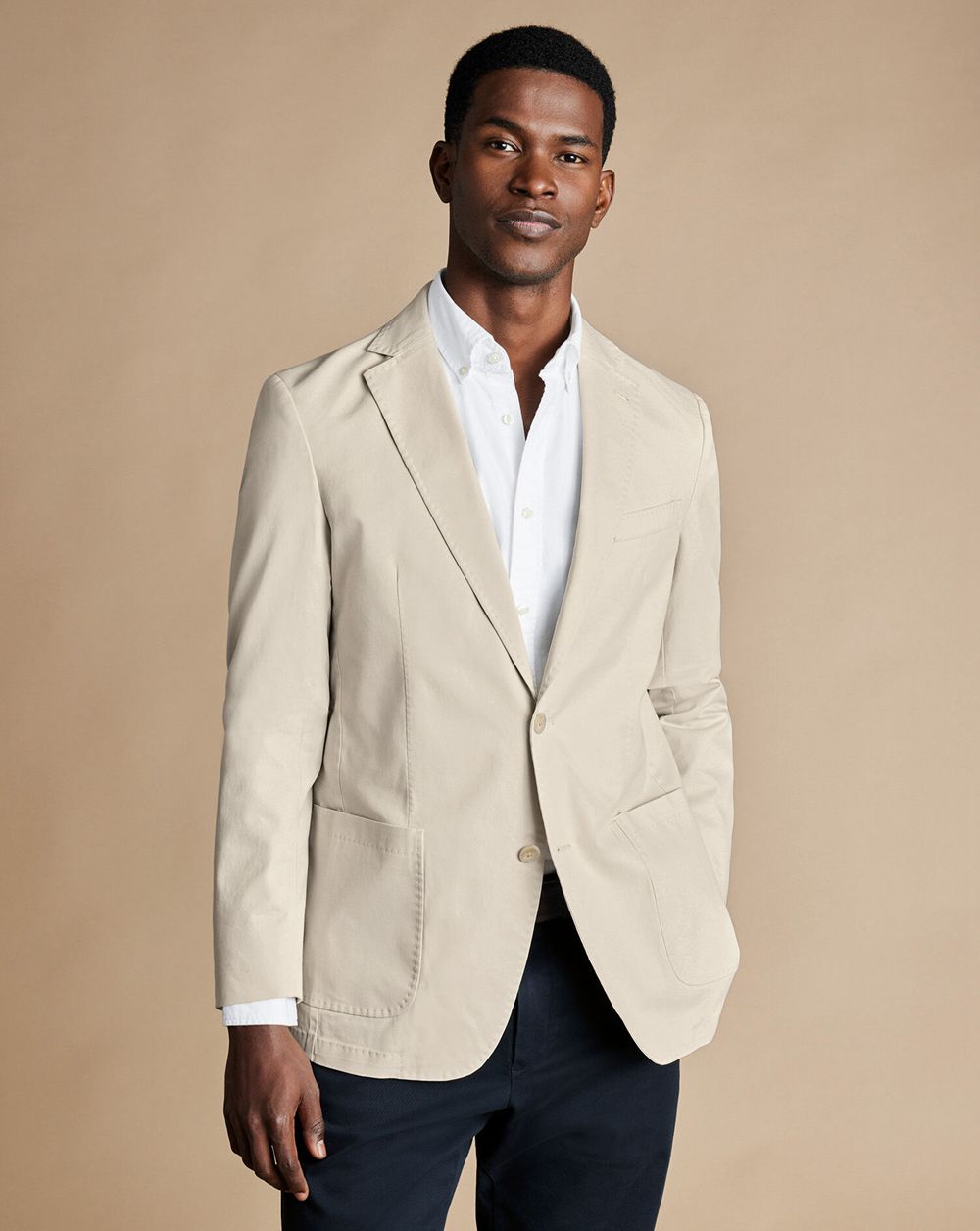 Cream Charles Tyrwhitt Cotton Stretch Jacket | GHBZXW-064