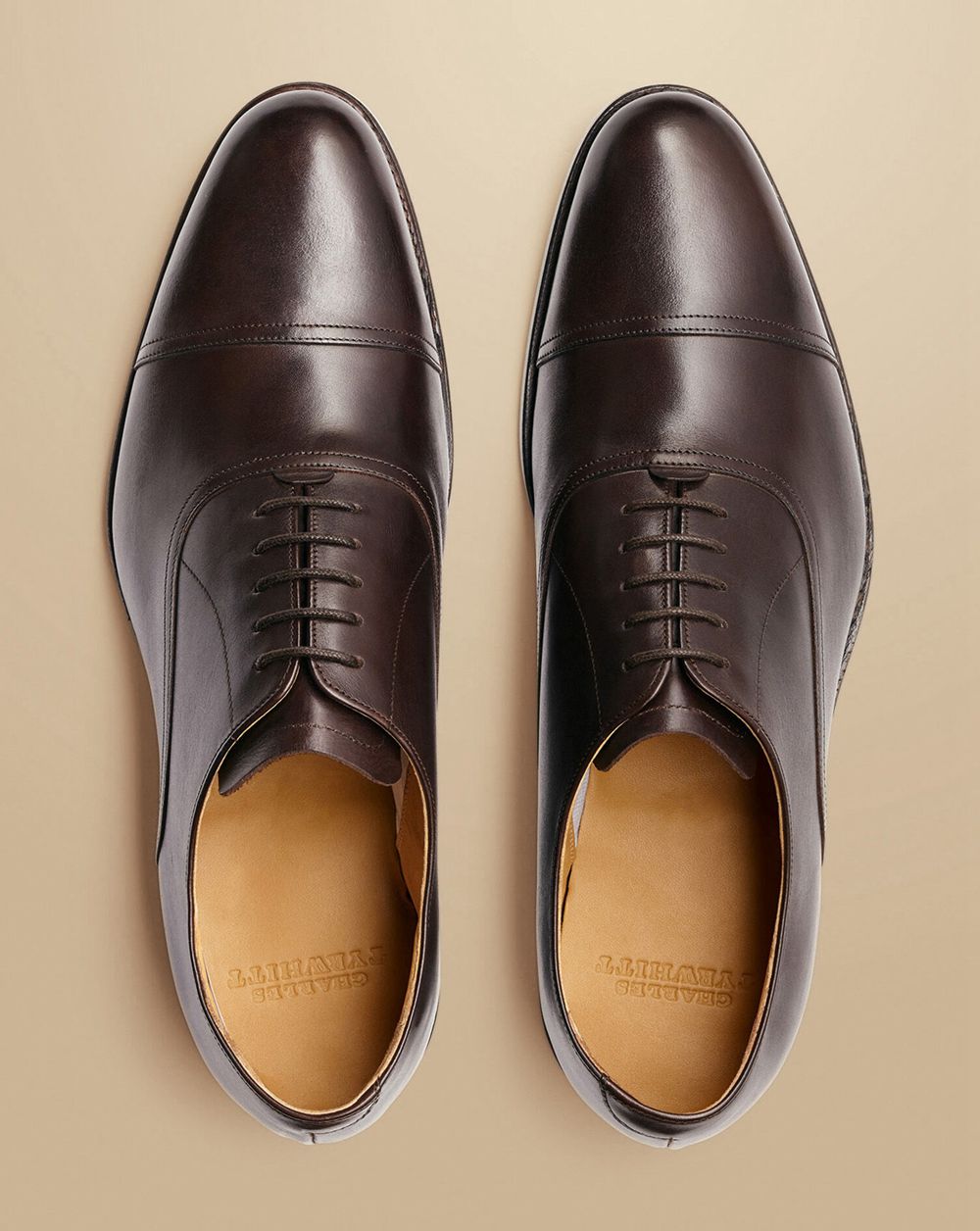 Dark Chocolate Charles Tyrwhitt Leather Oxford Shoes | QSUAWV-834