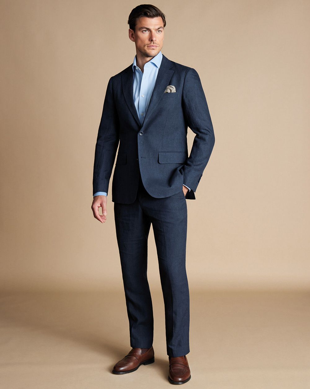 Dark Navy Charles Tyrwhitt Linen Jacket | NXDRCB-102