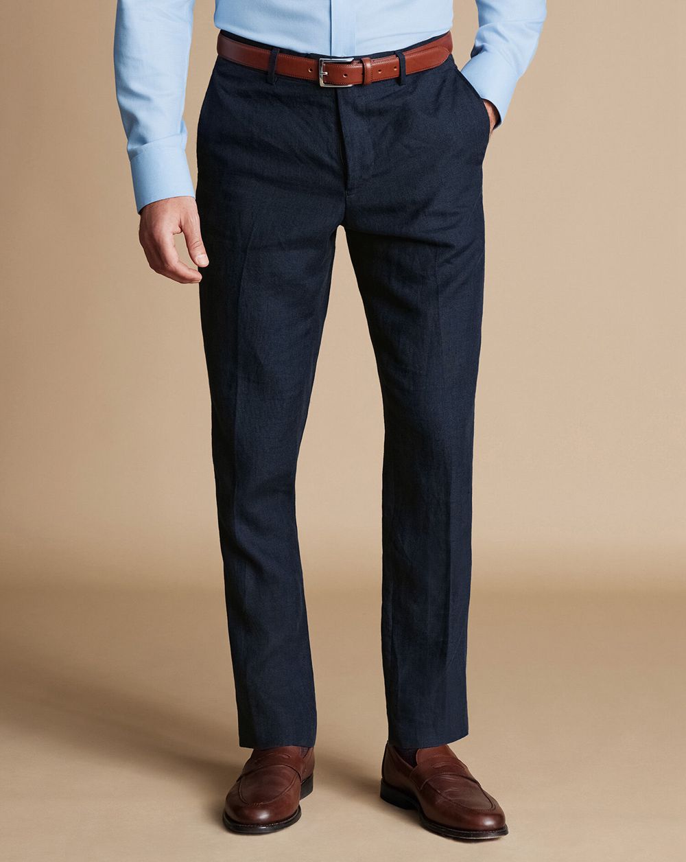 Dark Navy Charles Tyrwhitt Linen Pants | JNPIKM-708