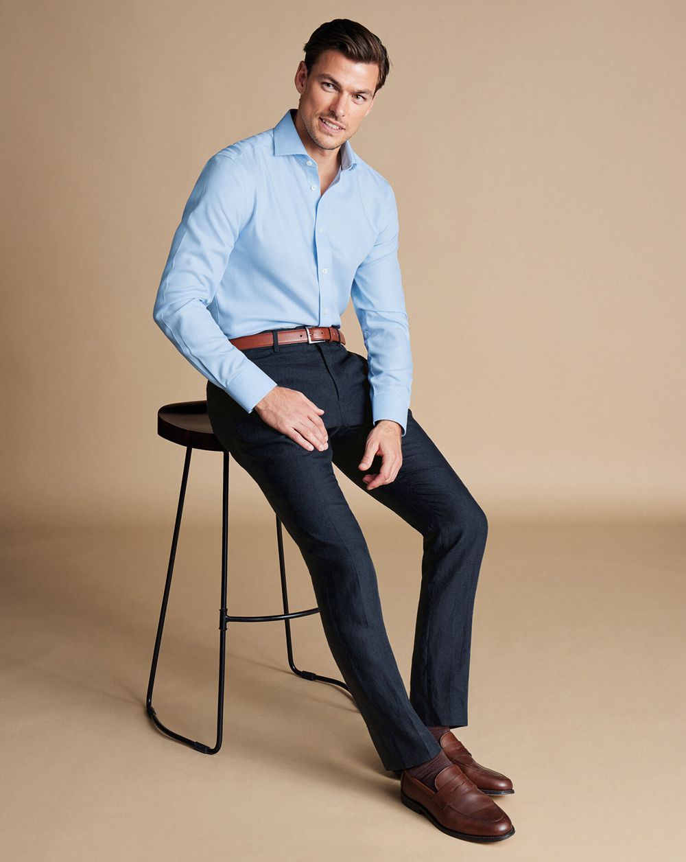 Dark Navy Charles Tyrwhitt Linen Pants | JNPIKM-708