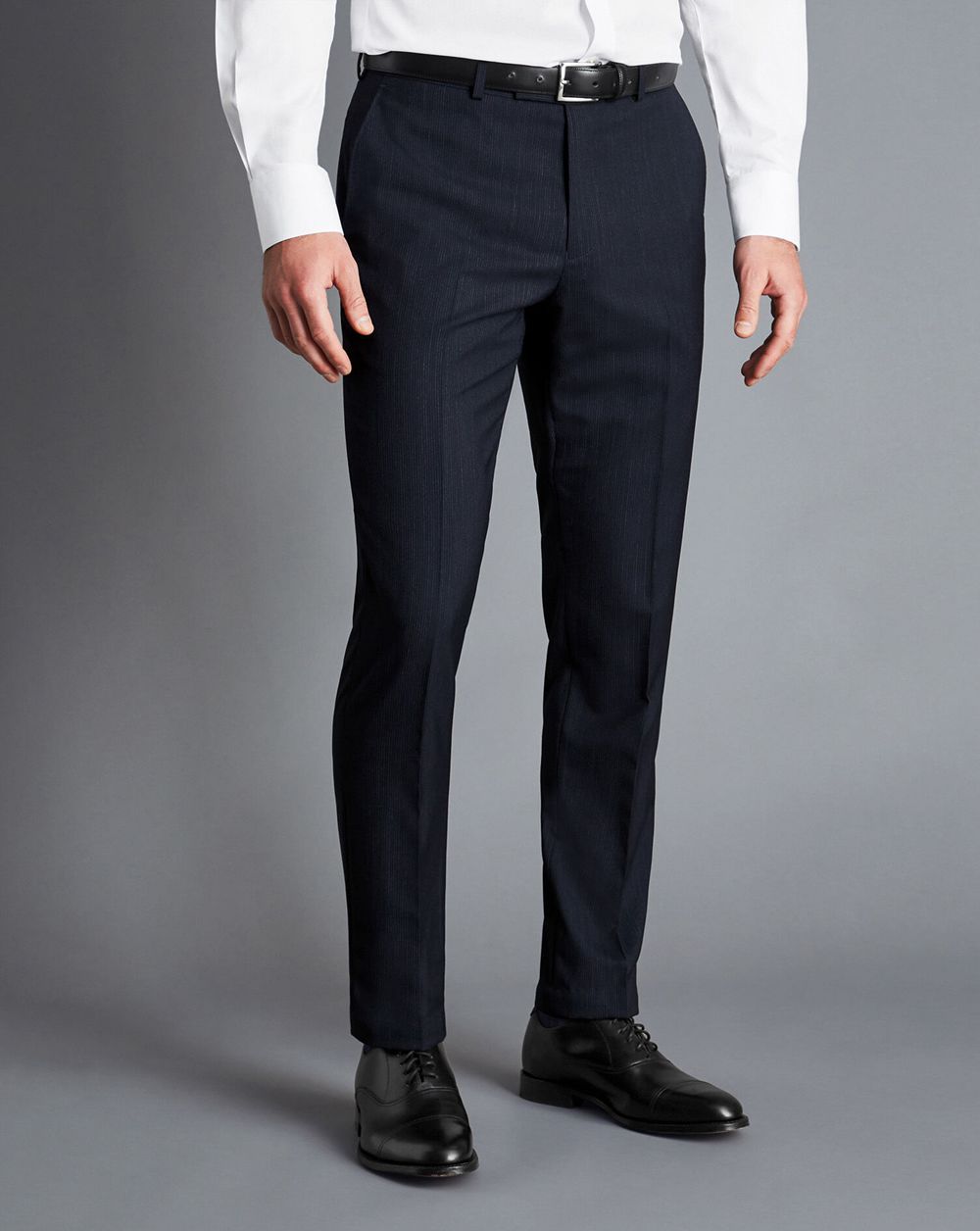 Dark Navy Charles Tyrwhitt Melange Pinstripe Suit Pants | GFOYZJ-539