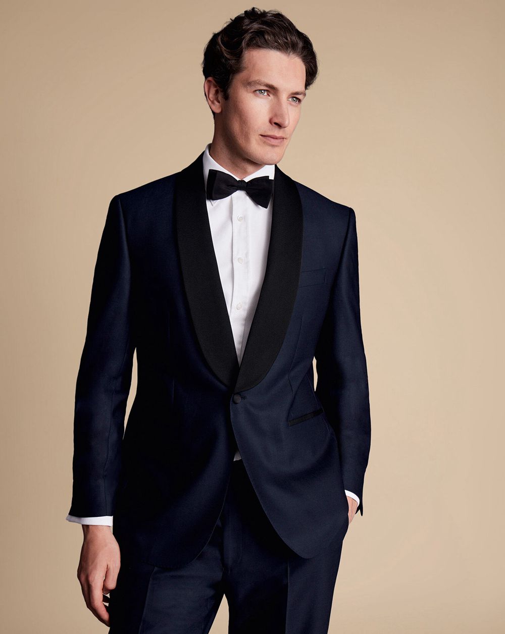 Dark Navy Charles Tyrwhitt Shawl Lapel Tuxedo Jacket | AORVTE-249