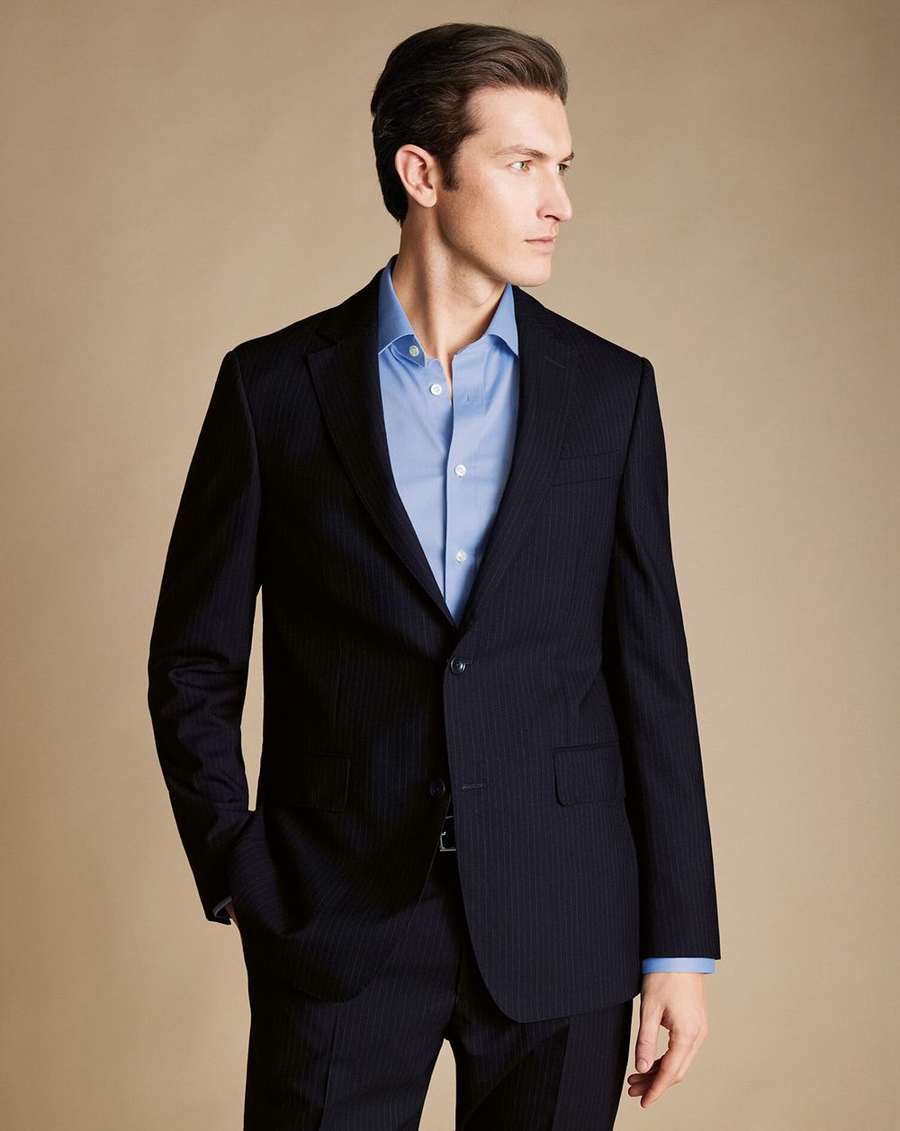 Dark Navy Charles Tyrwhitt Ultimate Performance Stripe Suit Jacket | EDSYQR-104