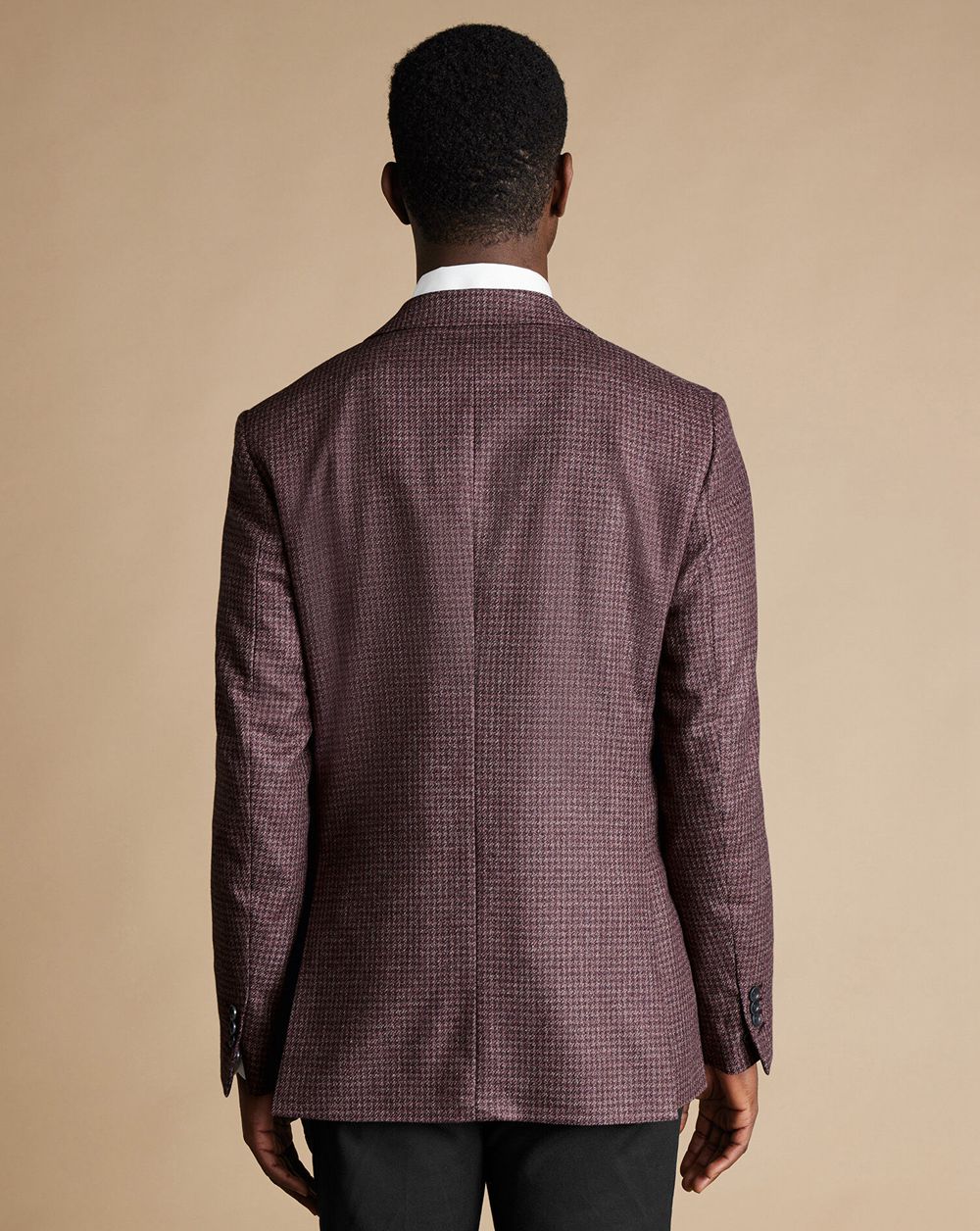 Dark Pink Charles Tyrwhitt Puppytooth Wool Silk Jacket | JIAEWN-738