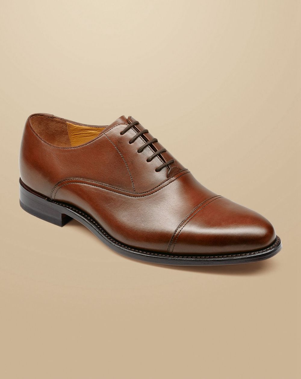 Dark Tan Charles Tyrwhitt Leather Oxford Shoes | JBIFPR-920