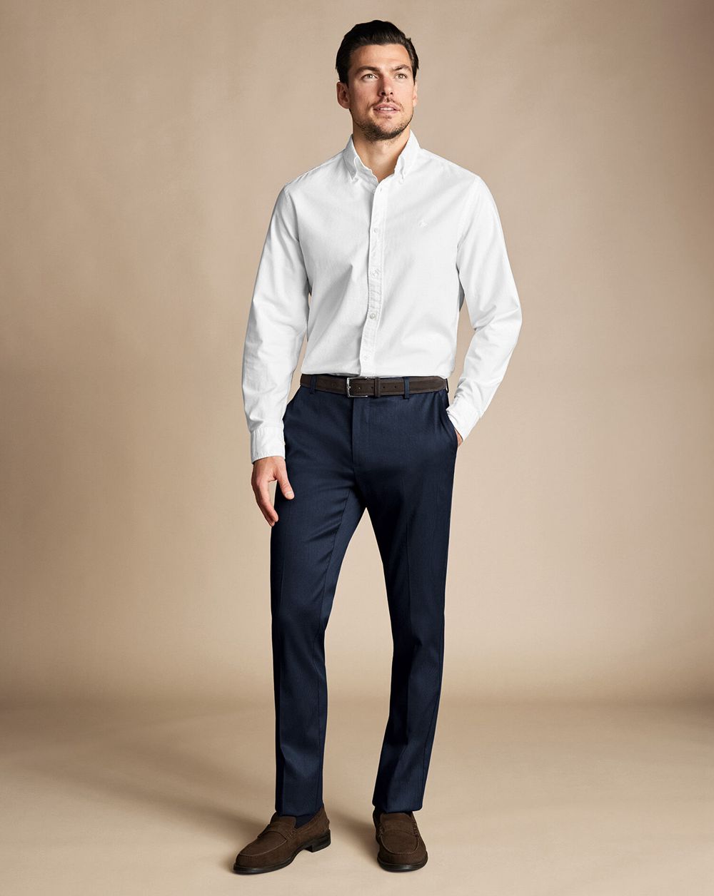 Denim Blue Charles Tyrwhitt Smart Stretch Texture Pants | IFQYDZ-172