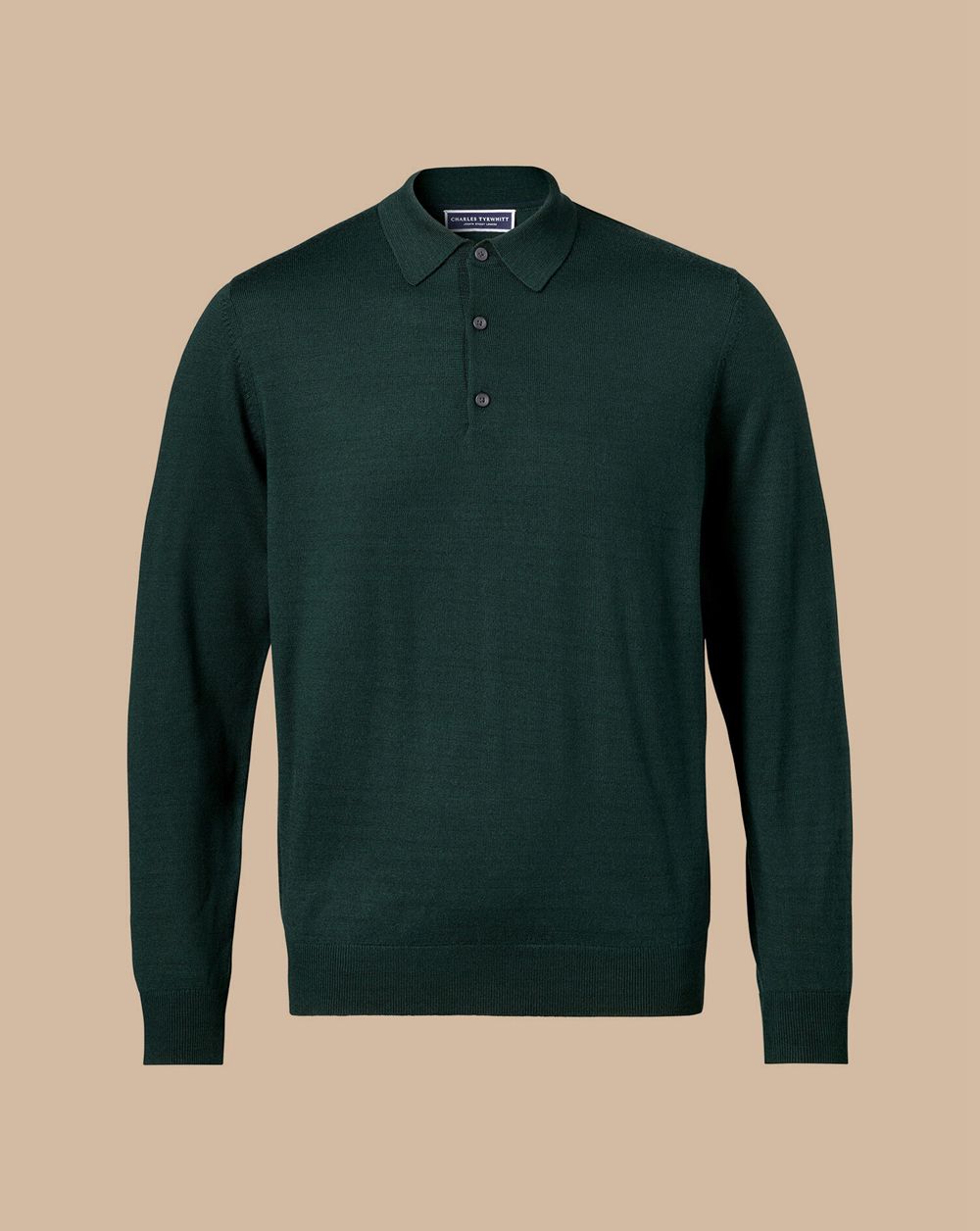 Forest Green Charles Tyrwhitt Merino Polo Sweater | LRSHNO-763