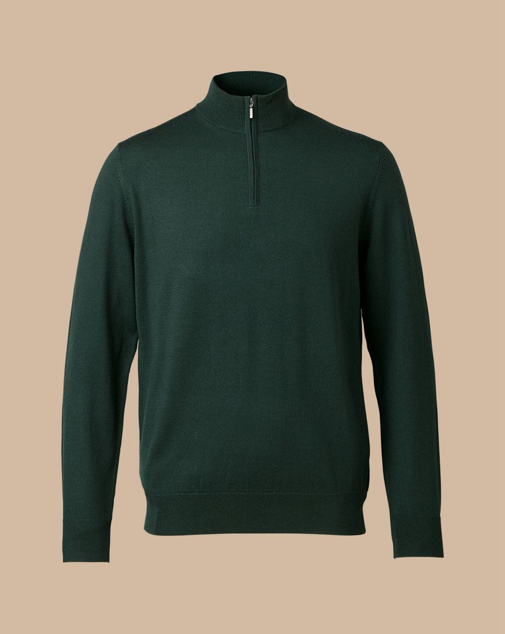 Forest Green Charles Tyrwhitt Merino Quarter Zip Sweater | TGRJWL-421