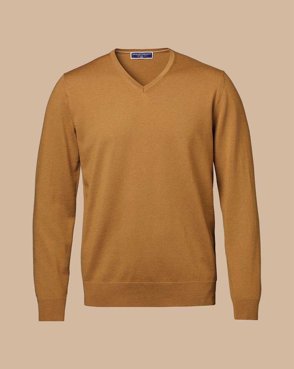 Gold Charles Tyrwhitt Merino V-Neck Sweater | LVEYGQ-745