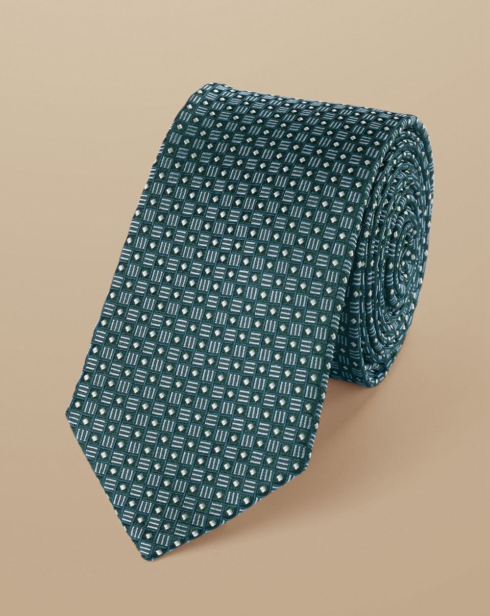 Green Charles Tyrwhitt Semi-Plain Silk Slim Tie | RGDCLV-391