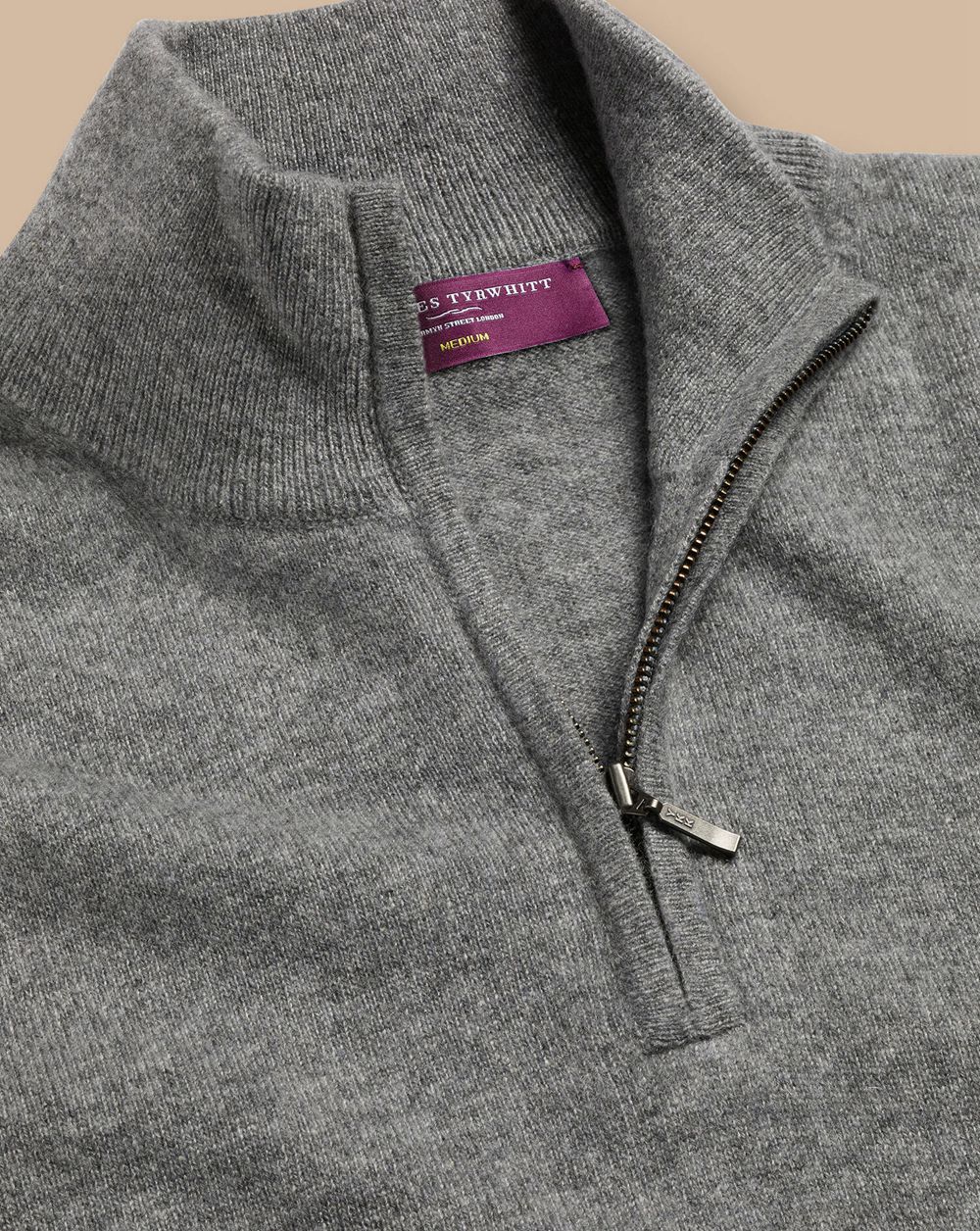 Grey Charles Tyrwhitt Cashmere Quarter Zip Sweater | PAFJXE-960