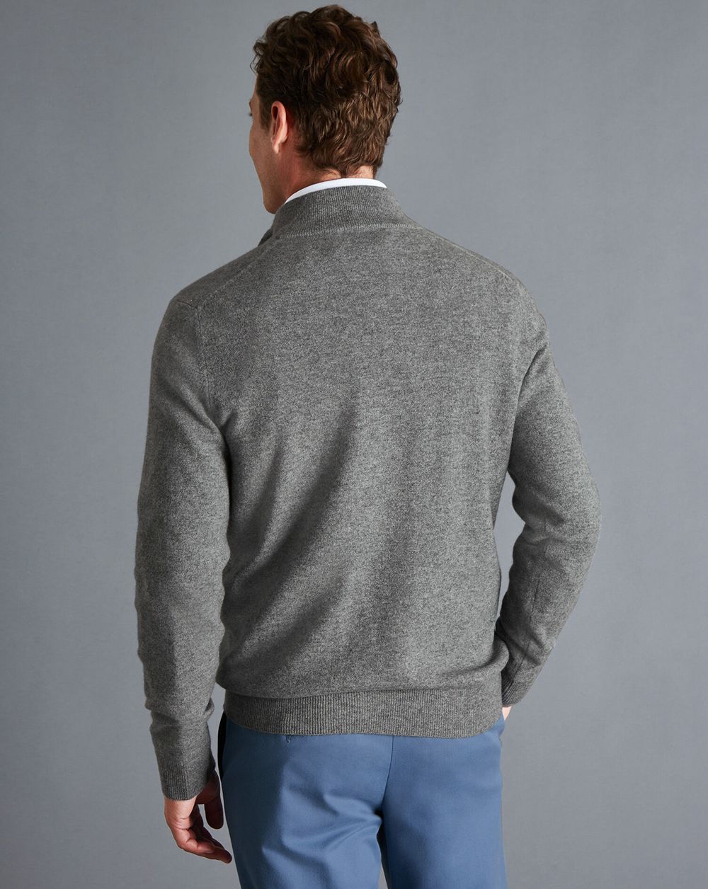 Grey Charles Tyrwhitt Cashmere Quarter Zip Sweater | PAFJXE-960