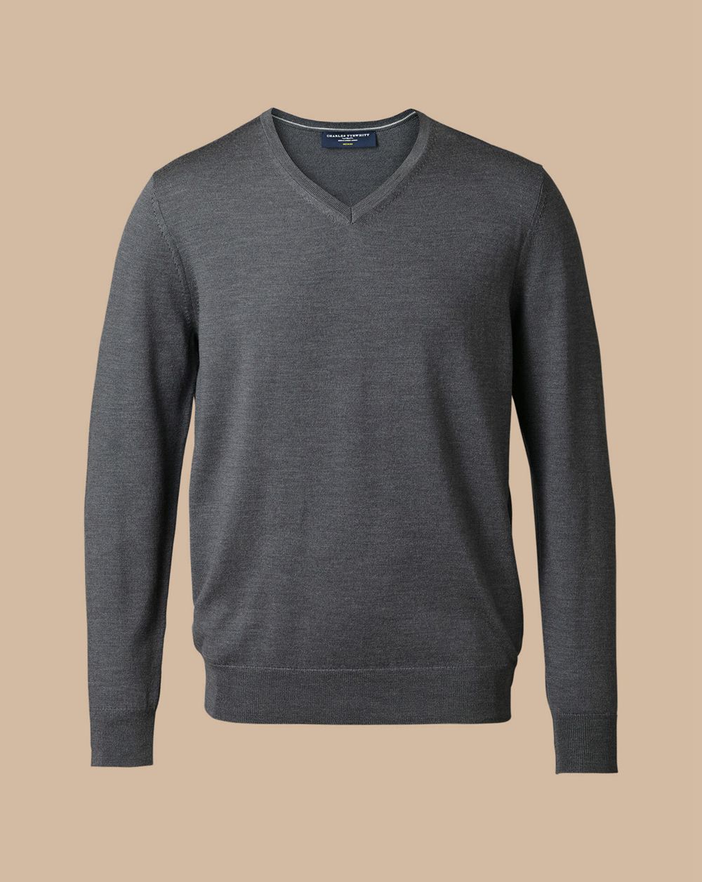 Grey Charles Tyrwhitt Merino V-Neck Sweater | MGFPNL-934