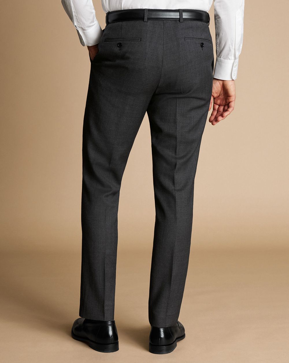 Grey Charles Tyrwhitt Natural Stretch Birdseye Suit Pants | NHXDIU-108