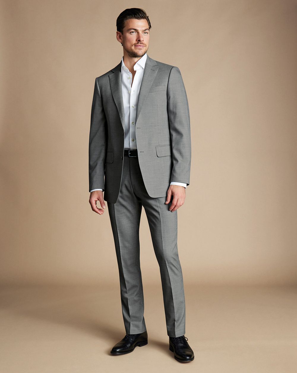 Grey Charles Tyrwhitt Ultimate Performance Sharkskin Suit Jacket | KLFSME-325