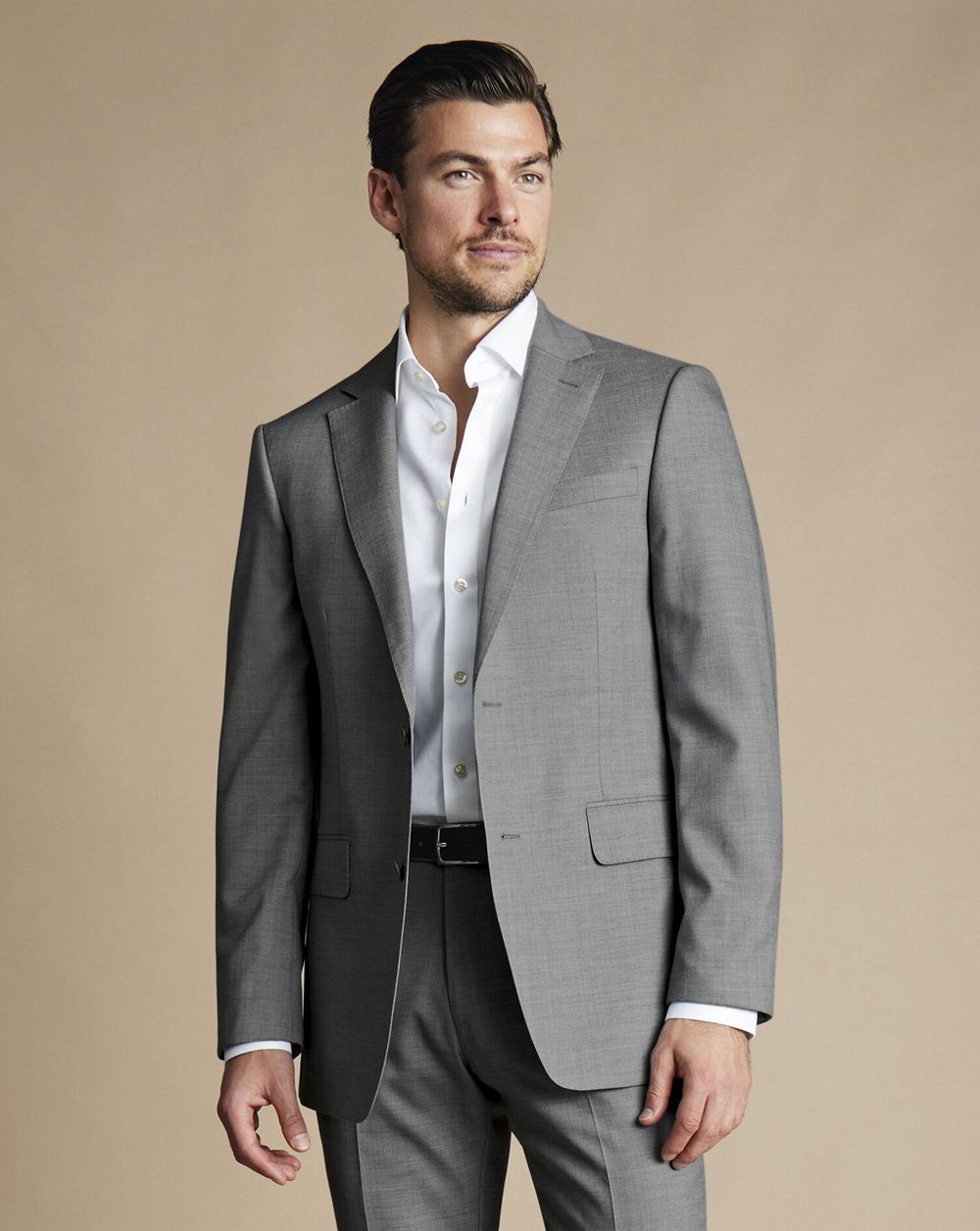 Grey Charles Tyrwhitt Ultimate Performance Sharkskin Suit Jacket | KLFSME-325