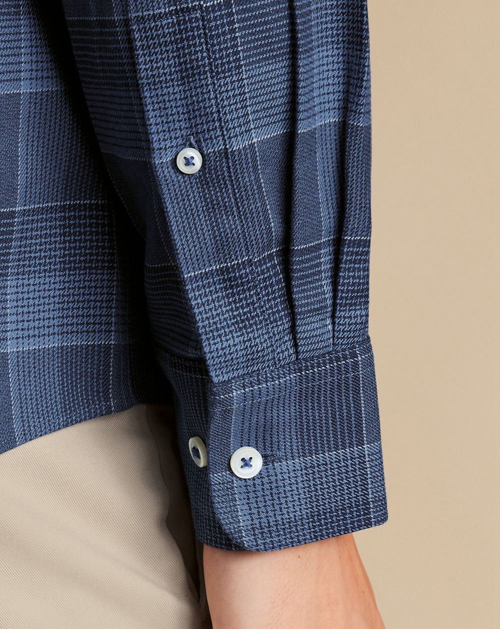 Heather Blue Charles Tyrwhitt Button-Down Collar Non-Iron Twill Multi Check Shirt | YWFNGD-528