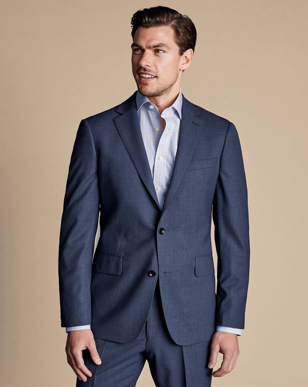 Heather Blue Charles Tyrwhitt Ultimate Performance Suit Jacket | JSPMEK-312