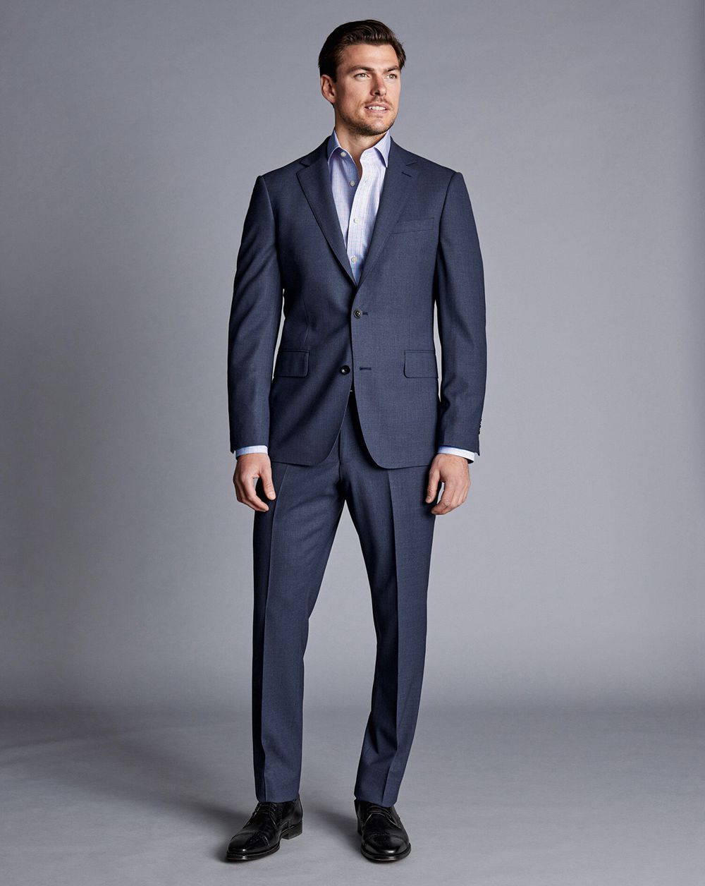 Heather Blue Charles Tyrwhitt Ultimate Performance Suit Pants | AXVMKH-267