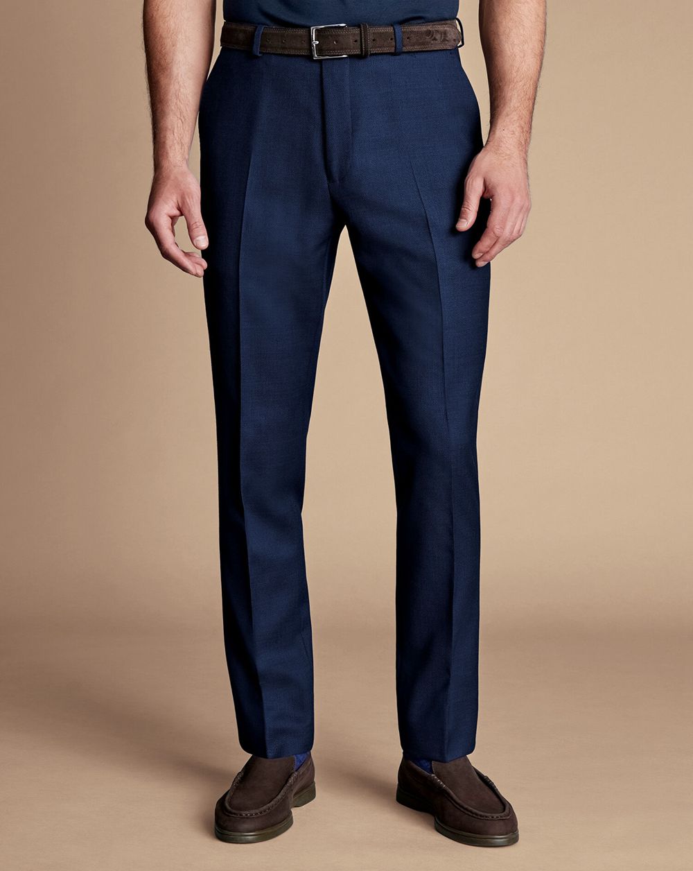 Indigo Blue Charles Tyrwhitt Birdseye Ultimate Performance Suit Pants | WSHPLR-193