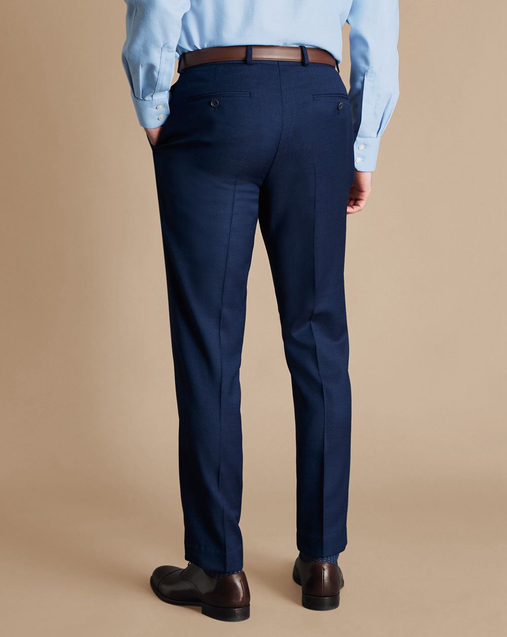 Indigo Blue Charles Tyrwhitt Birdseye Ultimate Performance Suit Pants | WSHPLR-193