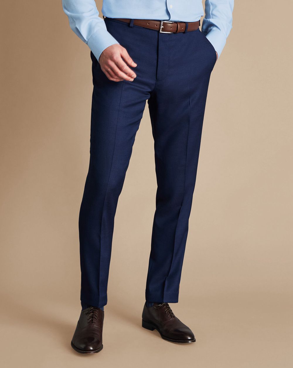 Indigo Blue Charles Tyrwhitt Birdseye Ultimate Performance Suit Pants | WSHPLR-193