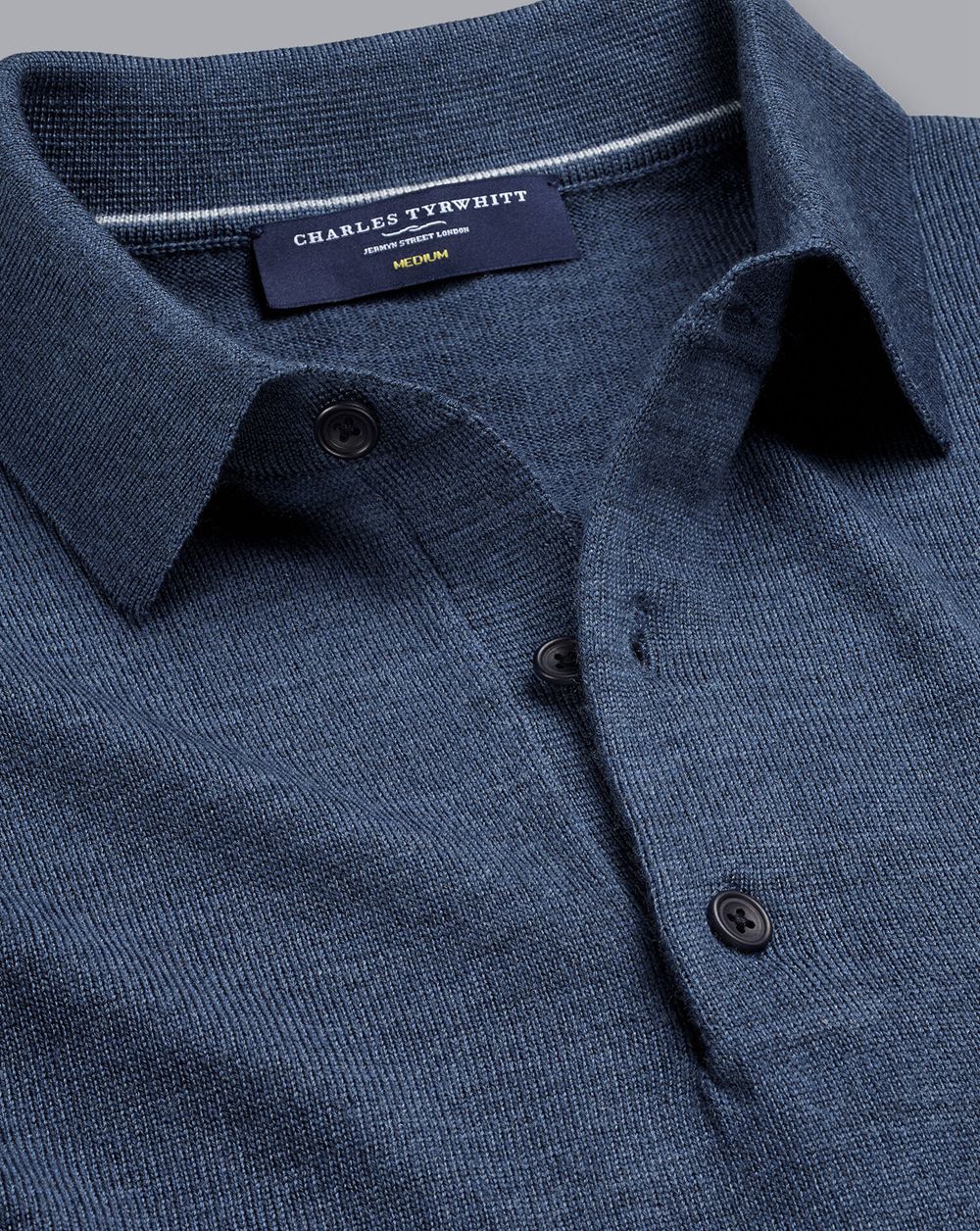 Indigo Charles Tyrwhitt Merino Polo Sweater | TLJNZW-263