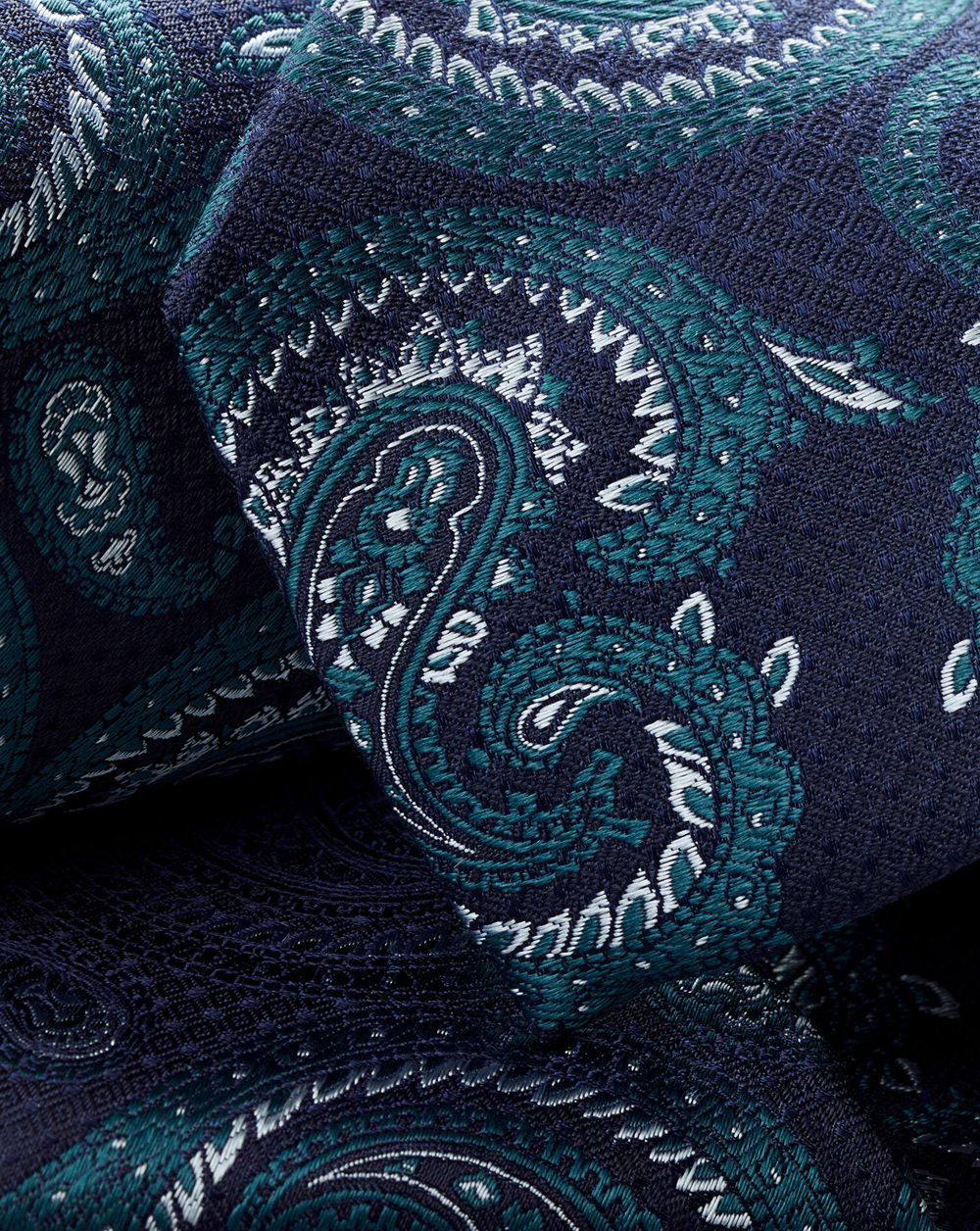 Ink Blue/Atlantic Green Charles Tyrwhitt Paisley Silk Tie | GMJSRL-943