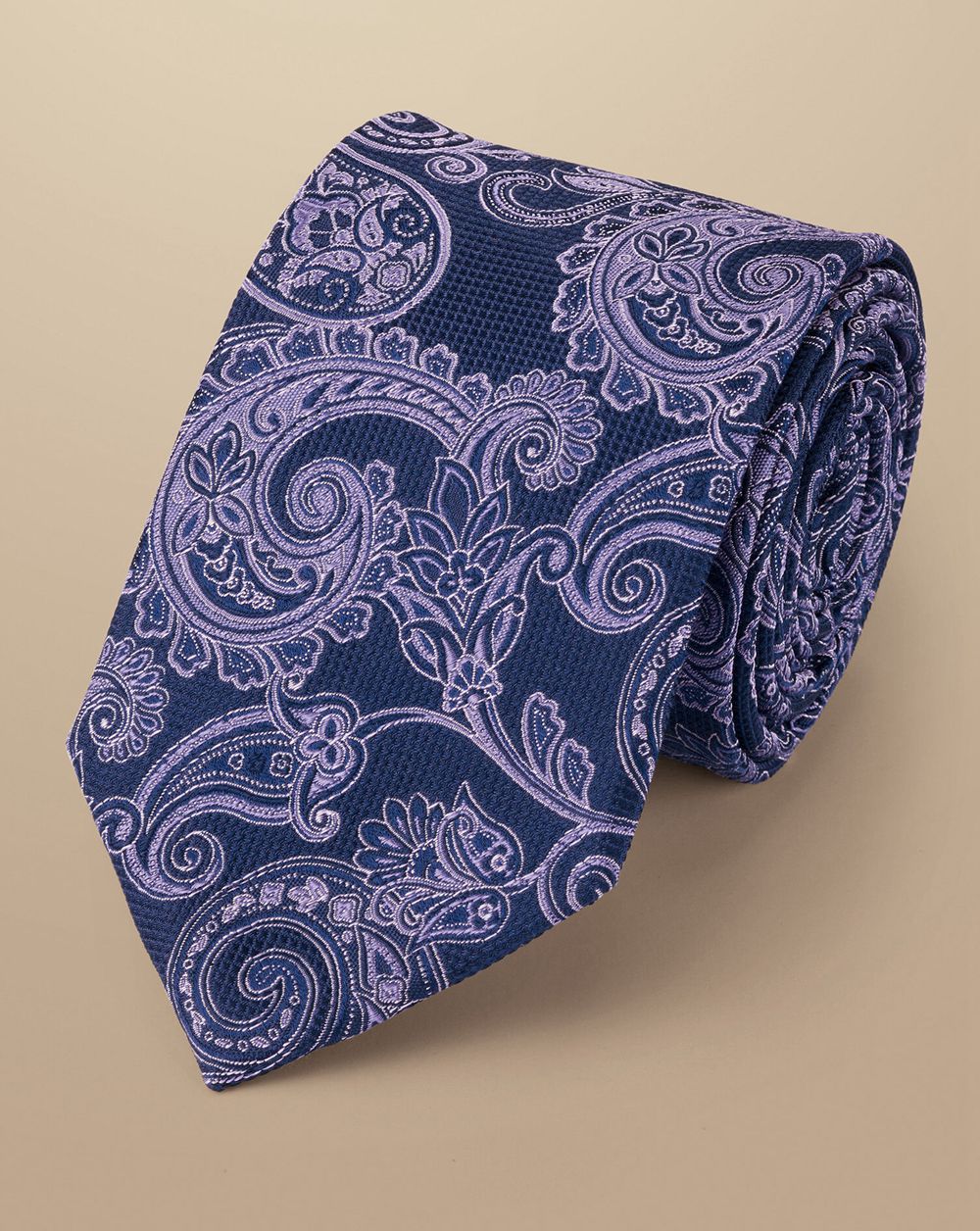 Ink Blue/Lavender Charles Tyrwhitt Paisley Silk Tie | HIVFJZ-692