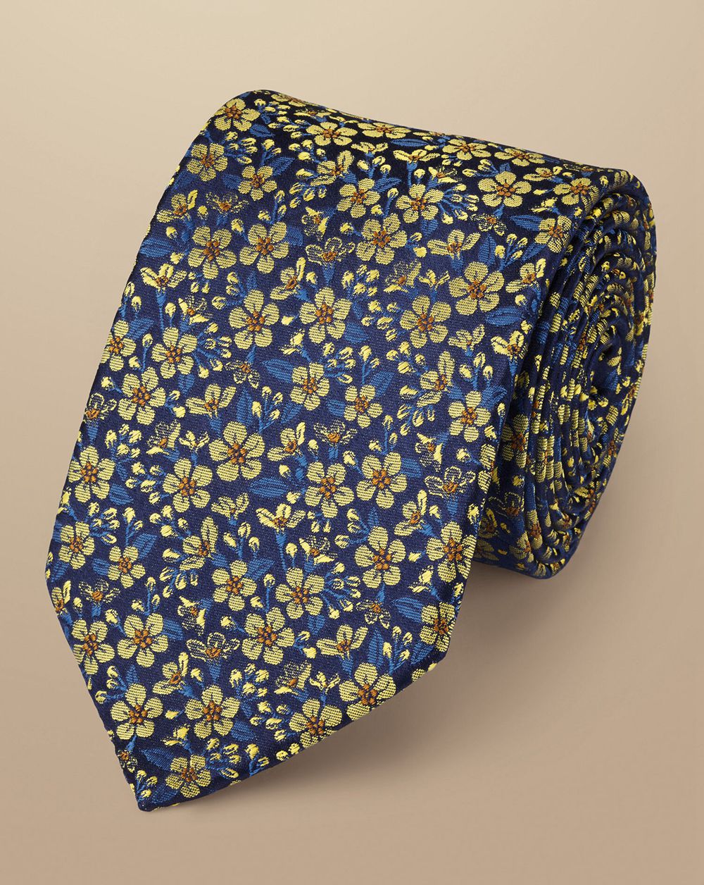 Ink Blue Charles Tyrwhitt Floral Tie | XKMRGI-701