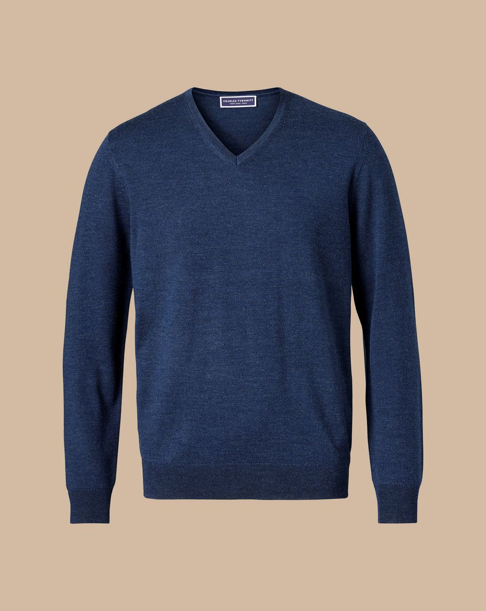 Ink Blue Charles Tyrwhitt Merino V-Neck Sweater | AFTQKJ-095