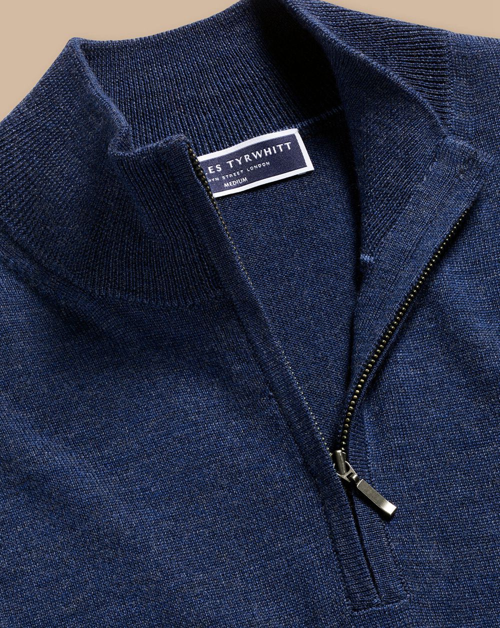 Ink Blue Charles Tyrwhitt Pure Merino Quarter Zip Sweater | ALXUCI-129